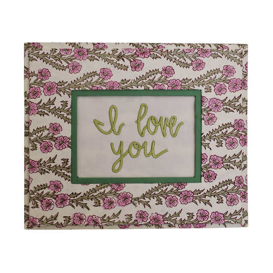 Framed Handwritten Embroidery- Purple Floral