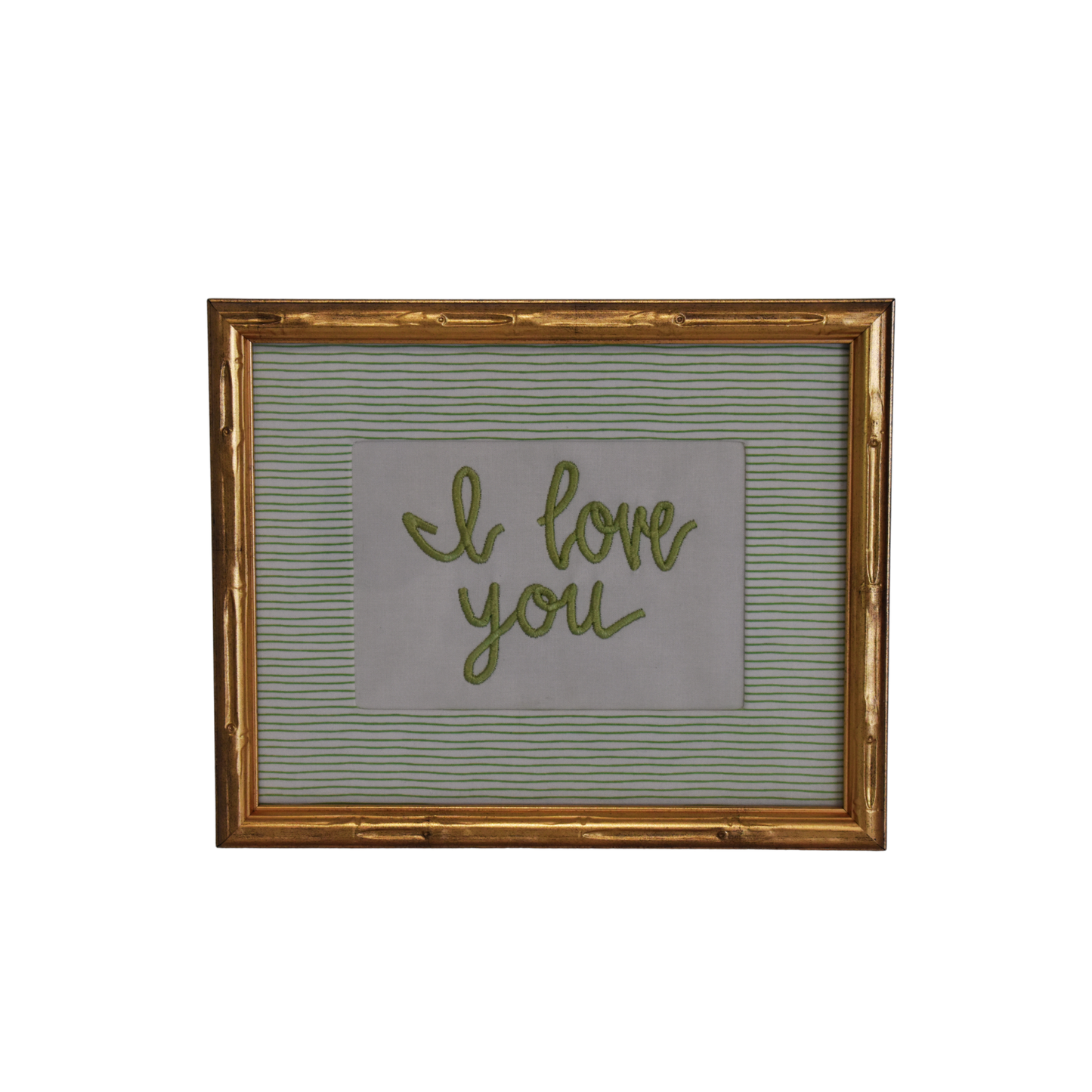 Framed Handwritten Embroidery- Gold Bamboo